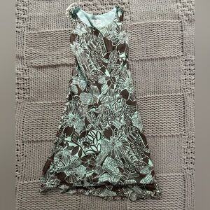 Y2K Dressbarn Teal and Brown Maxi Sleeveless Tiered Dress